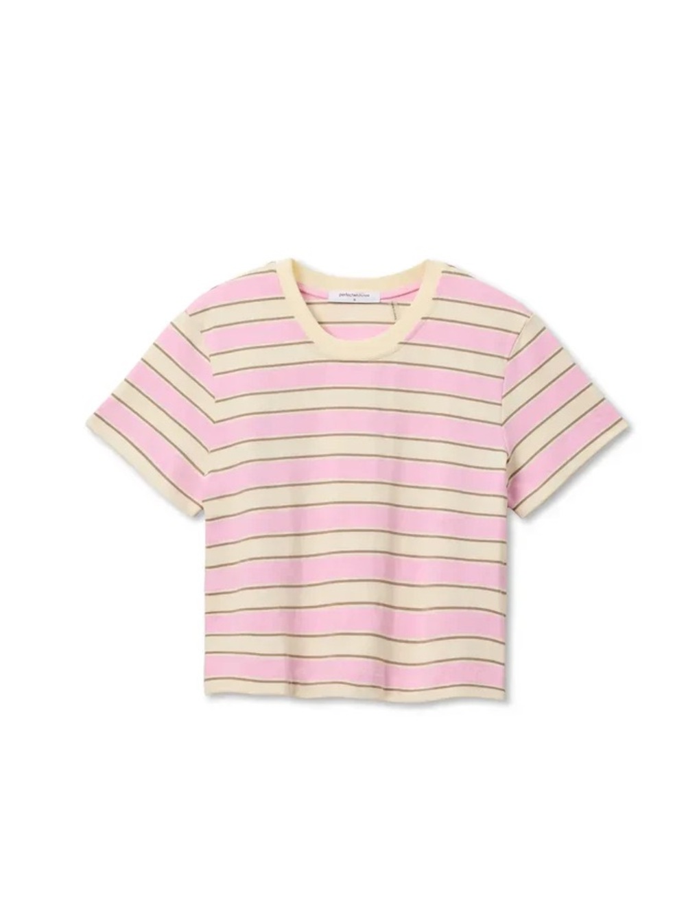 perfectwhitetee Gia Crew Tee Sugar Pink Stripe Size Large